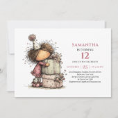 Invitation Conception d'invitation d'anniversaire pour une fi (Devant)