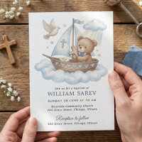 Conception d'invitation de baptême de voilier ours