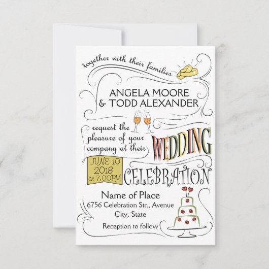 Invitation Conception d'invitation de mariage amusante et col (Devant)