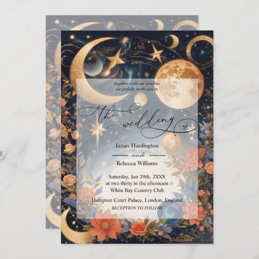 Invitation Conception d'invitation de mariage de la magie cél (Devant / Derrière)