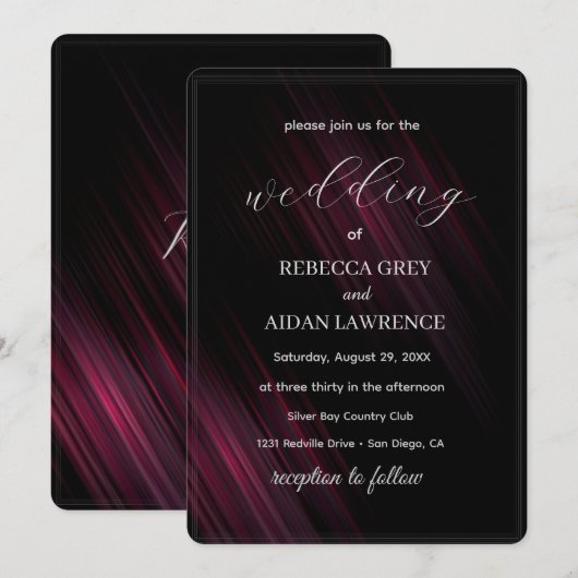 Invitation Conception d'invitation de mariage élégant foncé (Devant / Derrière)