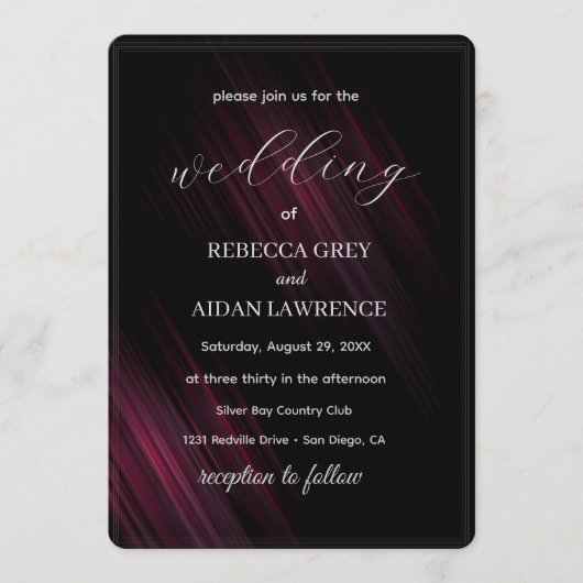 Invitation Conception d'invitation de mariage élégant foncé (Devant)