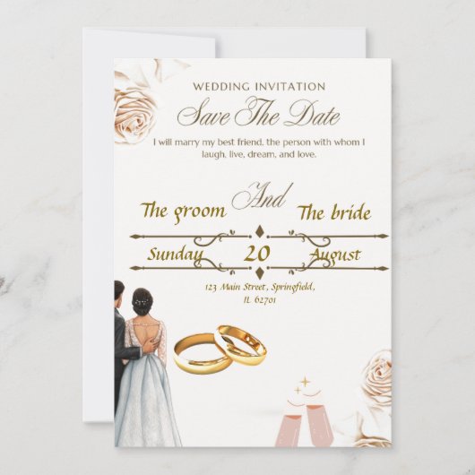 Invitation Conception d'invitation de mariage élégante - Beau (Devant)