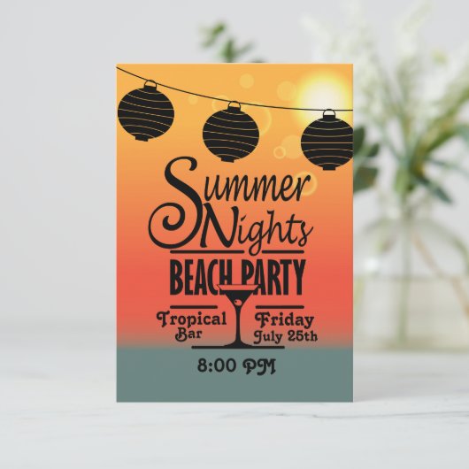 Invitation Conception d'invitation de partie de plage de (Debout devant)