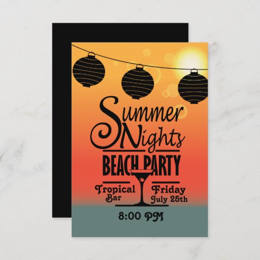 Invitation Conception d'invitation de partie de plage de (Devant / Derrière)