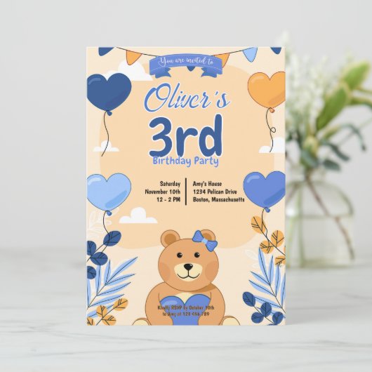 Invitation Conception d'invitation Ourson (Debout devant)