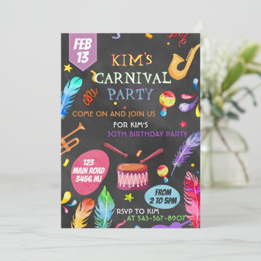 Invitation Conception d'invitation sur le thème du Carnaval B (Debout devant)