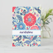 Invitation Conception D'Oiseaux Et De Fraises (Debout devant)