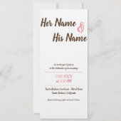 Invitation Conception douce de rose (Dos)