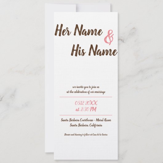 Invitation Conception douce de rose (Dos)