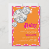 Invitation Conception du Baby shower à billes orange rose vib (Devant)