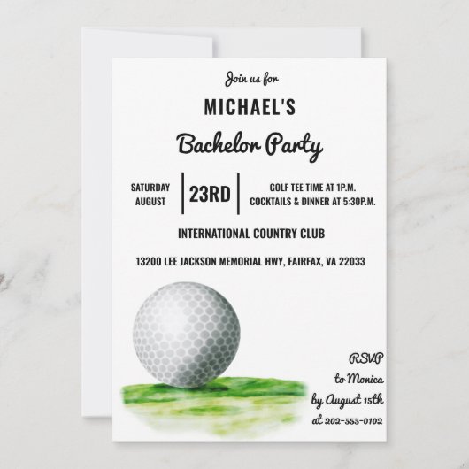 Invitation Conception du boule de golf | Golf Bachelor Party (Devant)