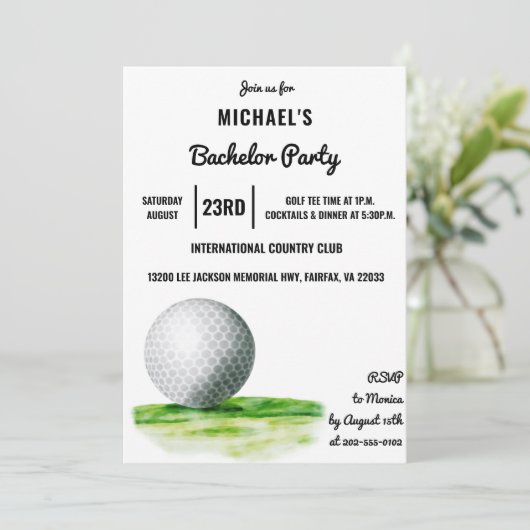 Invitation Conception du boule de golf | Golf Bachelor Party (Debout devant)