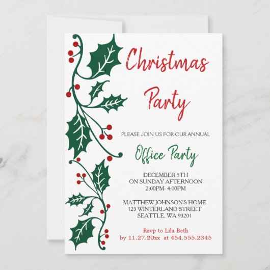 Invitation Conception du bureau de Noël (Devant)