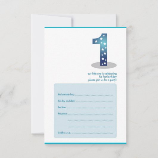 Invitation conception du premier anniversaire du bébé garçon (Devant)