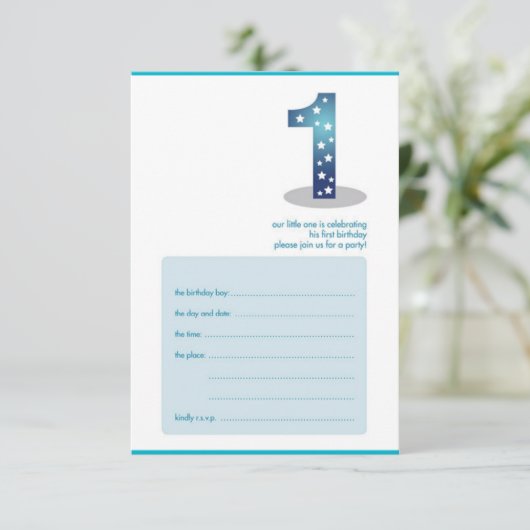 Invitation conception du premier anniversaire du bébé garçon (Debout devant)