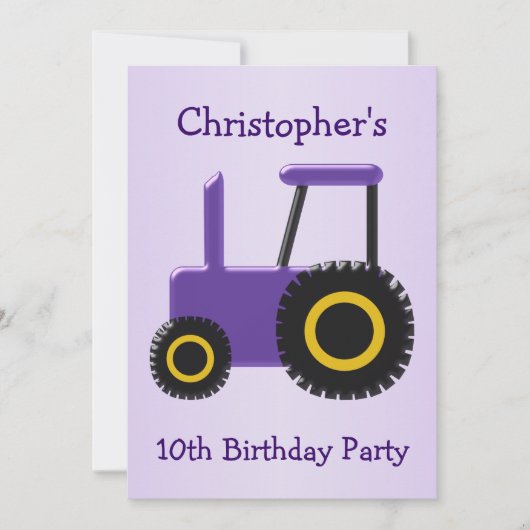 Invitation Conception du tracteur fête d'anniversaire (Devant)