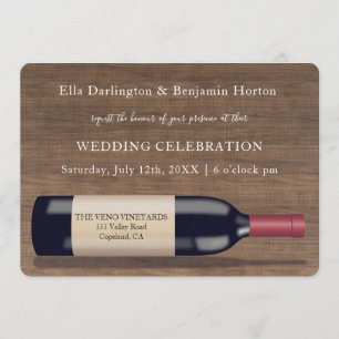 Invitation Conception d'une bouteille de vignoble rustique  F