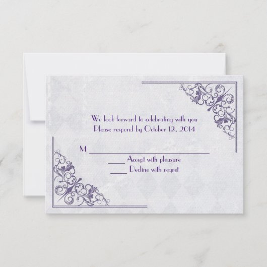 Invitation conception élégante de coin violet RSVP (Devant)