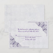 Invitation conception élégante de coin violet RSVP (Devant / Derrière)