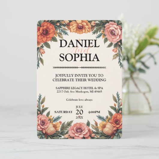 Invitation Conception élégante d'invitation de mariage (Debout devant)