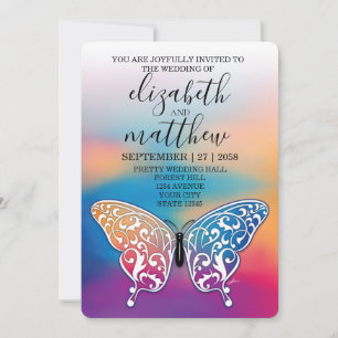 Invitation Conception élégante minimaliste de papillon et de 