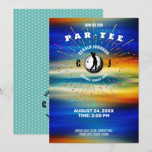 Invitation Conception élégante sur le thème de golf (Devant / Derrière)