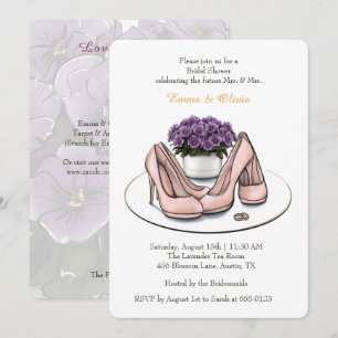 Invitation Conception Fleurs Violettes LGBTQ Réception de Mar