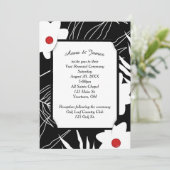 Invitation Conception florale blanche sur robe de mariée noir (Debout devant)