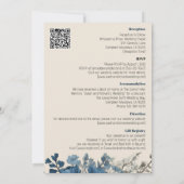 Invitation Conception florale bleue élégante avec fond crème (Dos)