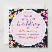 Invitation Conception Florale Élégante Jour de Mariage (Devant)
