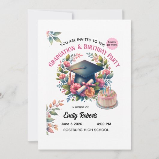 Invitation Conception Florale pour la Remise de Diplômes et F (Devant)
