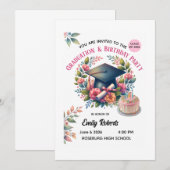 Invitation Conception Florale pour la Remise de Diplômes et F (Devant / Derrière)