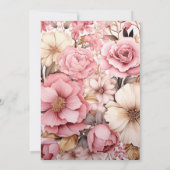 Invitation Conception florale rose et or chic (Dos)