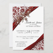 Invitation Conception florale rouge et blanc pour le 40e anni (Devant)