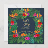 Invitation Conception Florale Tropicale | Hibiscus et Feuilla (Devant)