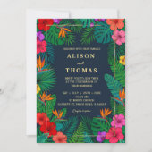 Invitation Conception Florale Tropicale | Hibiscus & Feuillag (Devant)