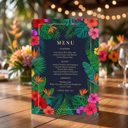 Invitation Conception Florale Tropicale | Menu Hibiscus & Feu