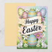 Invitation Conception graphique d'art de Pâques joyeuses (Devant / Derrière)