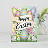 Invitation Conception graphique d'art pour Pâques heureux (Debout devant)
