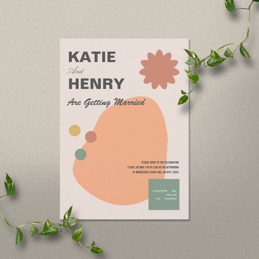 Invitation Conception graphique de mariage en terre cuite amu