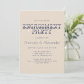 Invitation Conception Groovy Rétro 70s en bleu pour une fête (Debout devant)