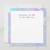 Invitation Conception iridescente sarcelle et violette, nom e (Dos)