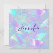 Invitation Conception iridescente sarcelle et violette, nom e (Devant)