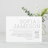 Invitation CONCEPTION MINIMALE simple type moderne gris pâle (Debout devant)