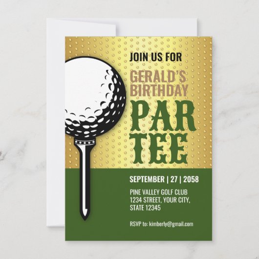 Invitation Conception minimaliste du Golf Party (Devant)