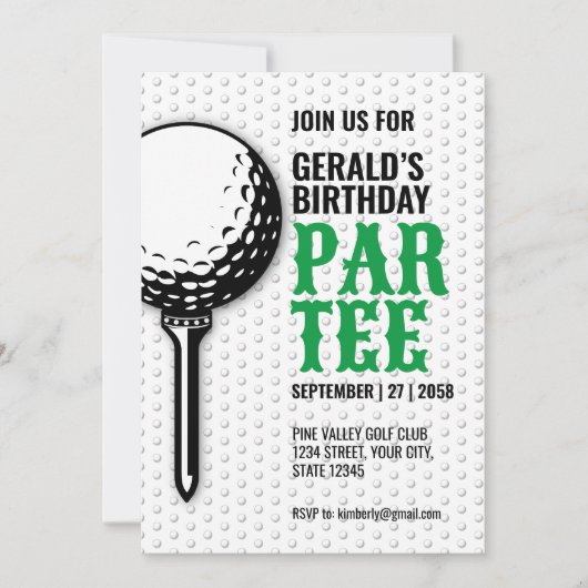Invitation Conception minimaliste du Golf Party (Devant)