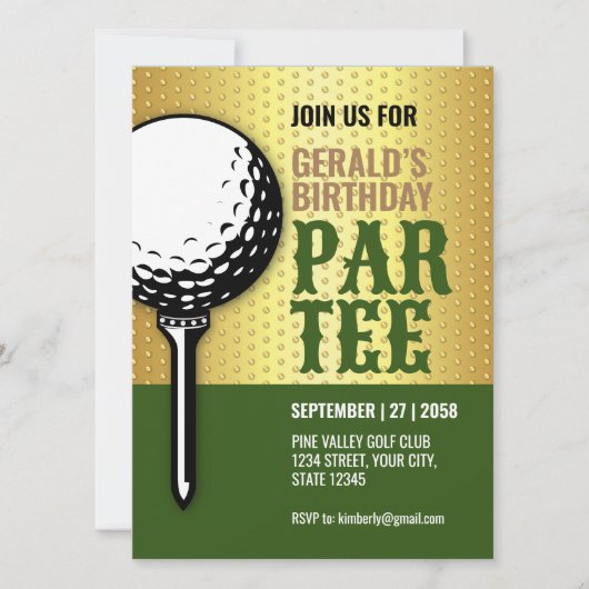 Invitation Conception minimaliste du Golf Party (Devant)