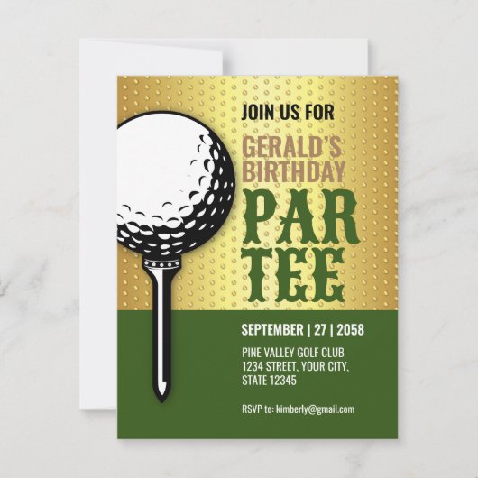 Invitation Conception minimaliste du Golf Party (Devant)