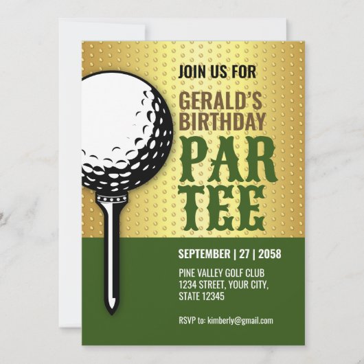 Invitation Conception minimaliste du Golf Party (Devant)